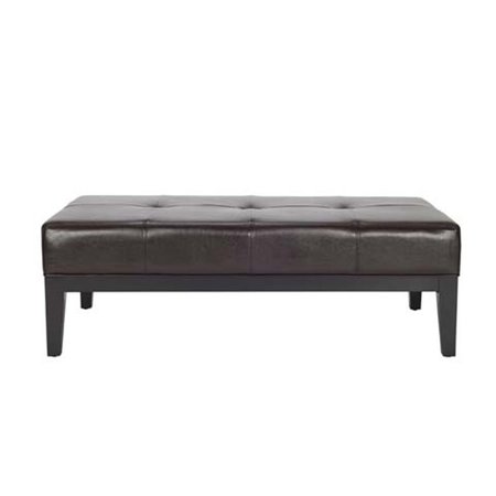 SAFAVIEH Large Fulton Brown Leather Cocktail Ottoman HUD8236A